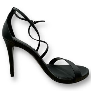 Steve Madden Womens Feliz PU Leather Strappy Stiletto Heel Sandals Black Sz 7.5